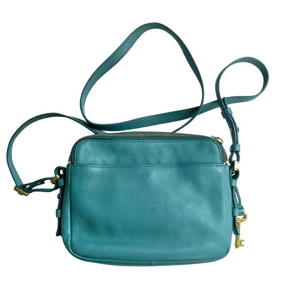 Fossil Teal Leather Crossbody Bag | Vintage Inspired | Fall City Street Style - Picture 3 of 16